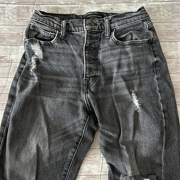 Lucky Brand High Rise Drew Mom Button Fly Jean Fredericksburg Ct Distressed Grey - Picture 5 of 14